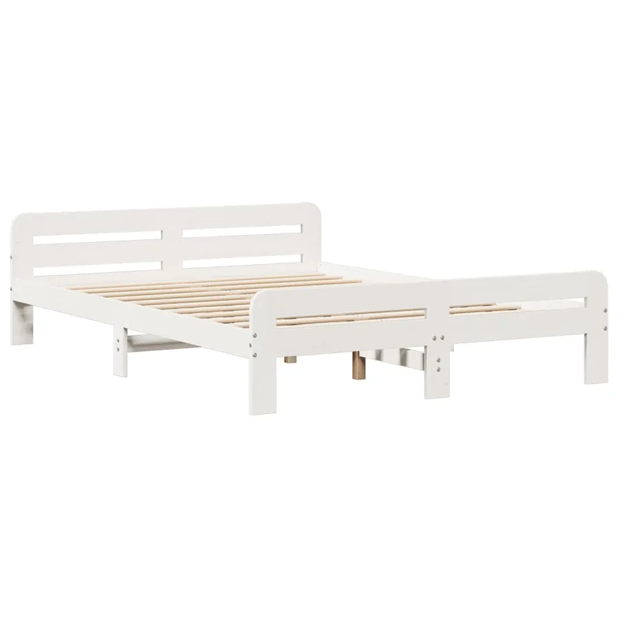 Lit bibliothèque sans matelas blanc 150x200 cm bois pin massif - 8