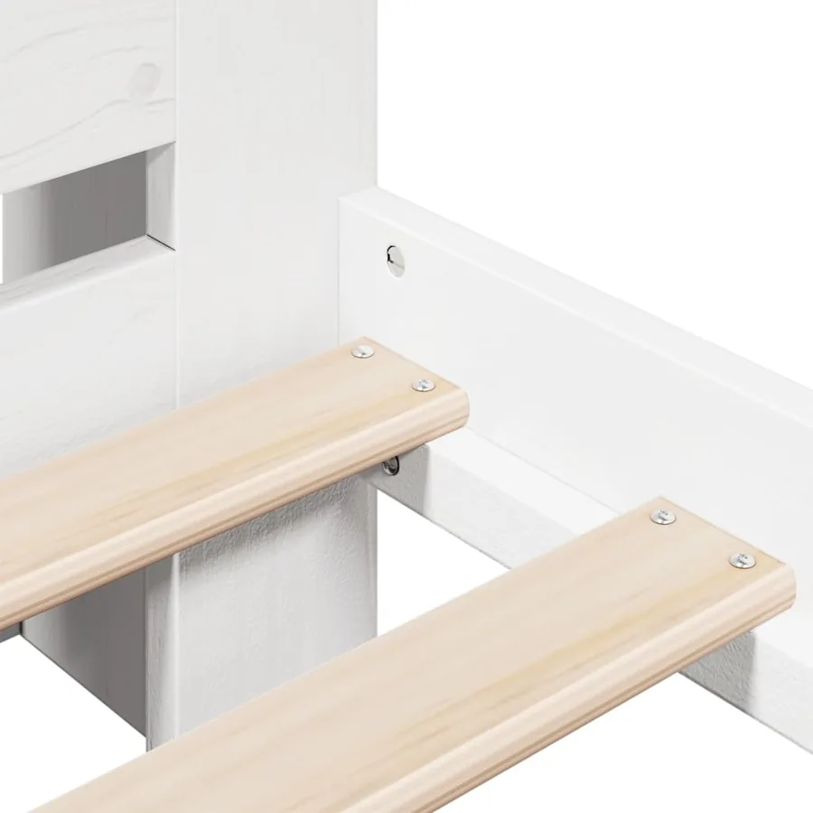 Lit bibliothèque sans matelas blanc 150x200 cm bois pin massif - 9