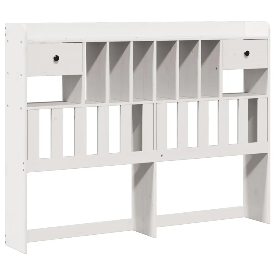 Lit bibliothèque sans matelas blanc 160x200 cm bois pin massif - 6
