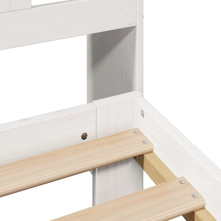Lit bibliothèque sans matelas blanc 160x200 cm bois pin massif - 9