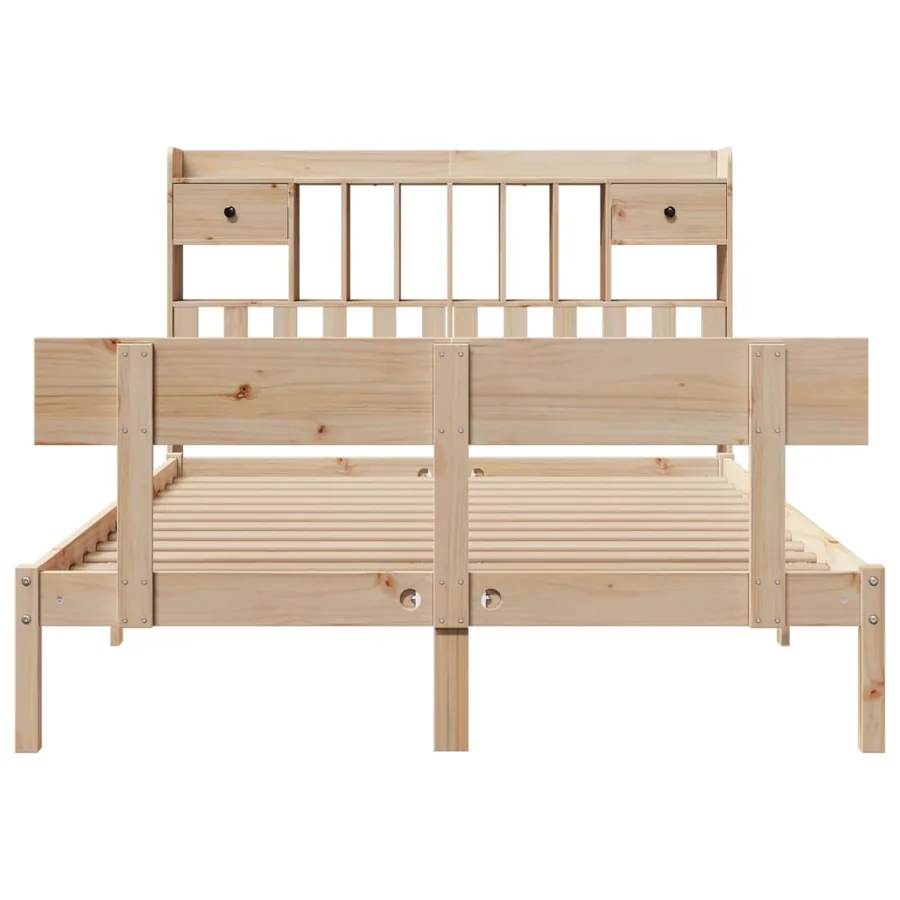 Lit bibliothèque sans matelas 140x200 cm bois massif de pin - 4