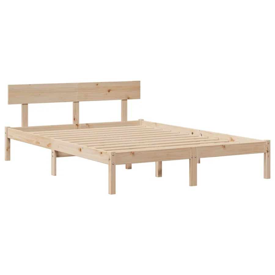 Lit bibliothèque sans matelas 140x200 cm bois massif de pin - 5
