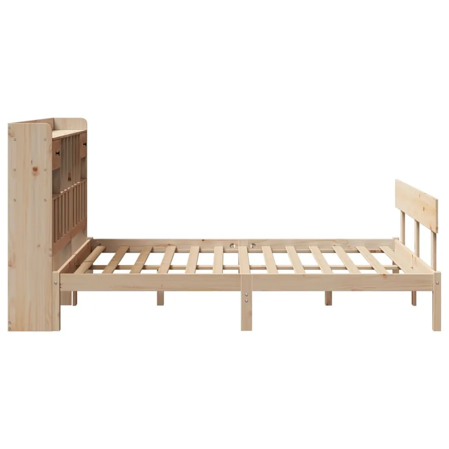 Lit bibliothèque sans matelas 140x200 cm bois massif de pin - 7