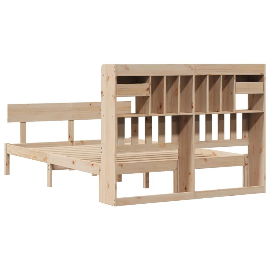 Lit bibliothèque sans matelas 140x200 cm bois massif de pin - 8