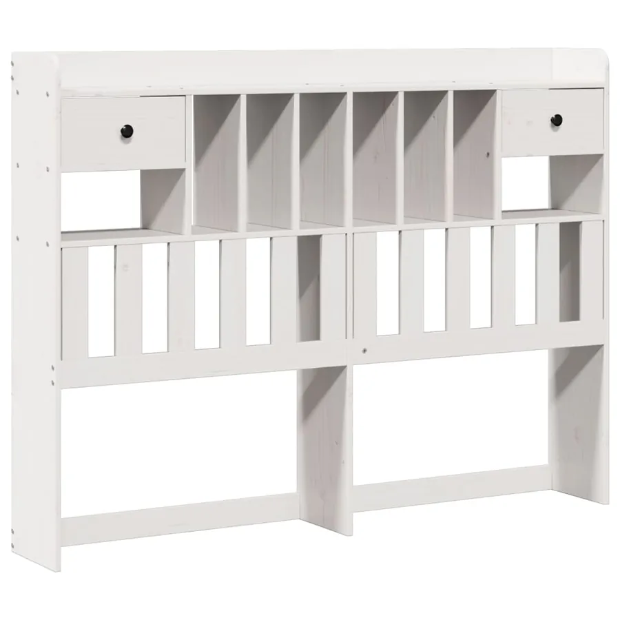 Lit bibliothèque sans matelas blanc 150x200 cm bois pin massif - 5