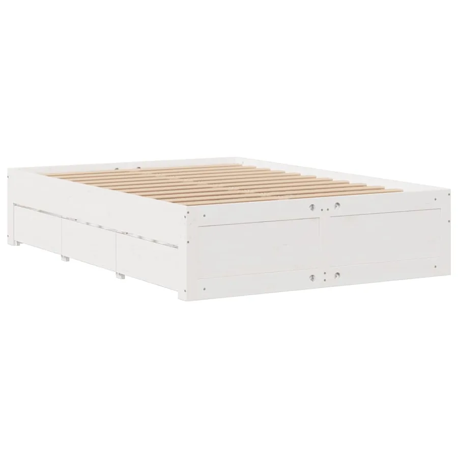 Lit bibliothèque sans matelas blanc 150x200 cm bois pin massif - 6