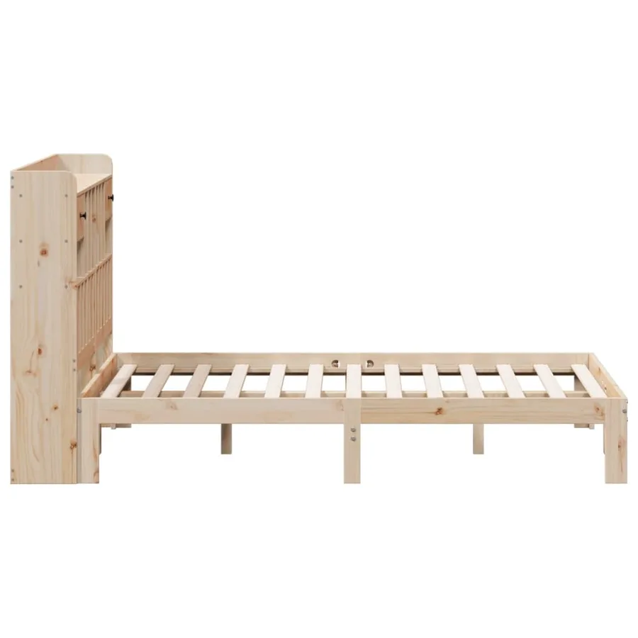 Lit bibliothèque sans matelas 140x190 cm bois de pin massif - 5