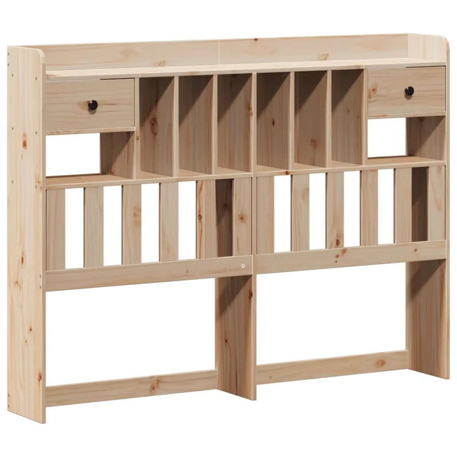 Lit bibliothèque sans matelas 140x190 cm bois de pin massif - 7