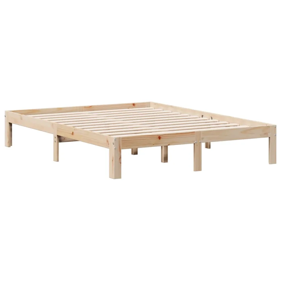 Lit bibliothèque sans matelas 140x190 cm bois de pin massif - 8