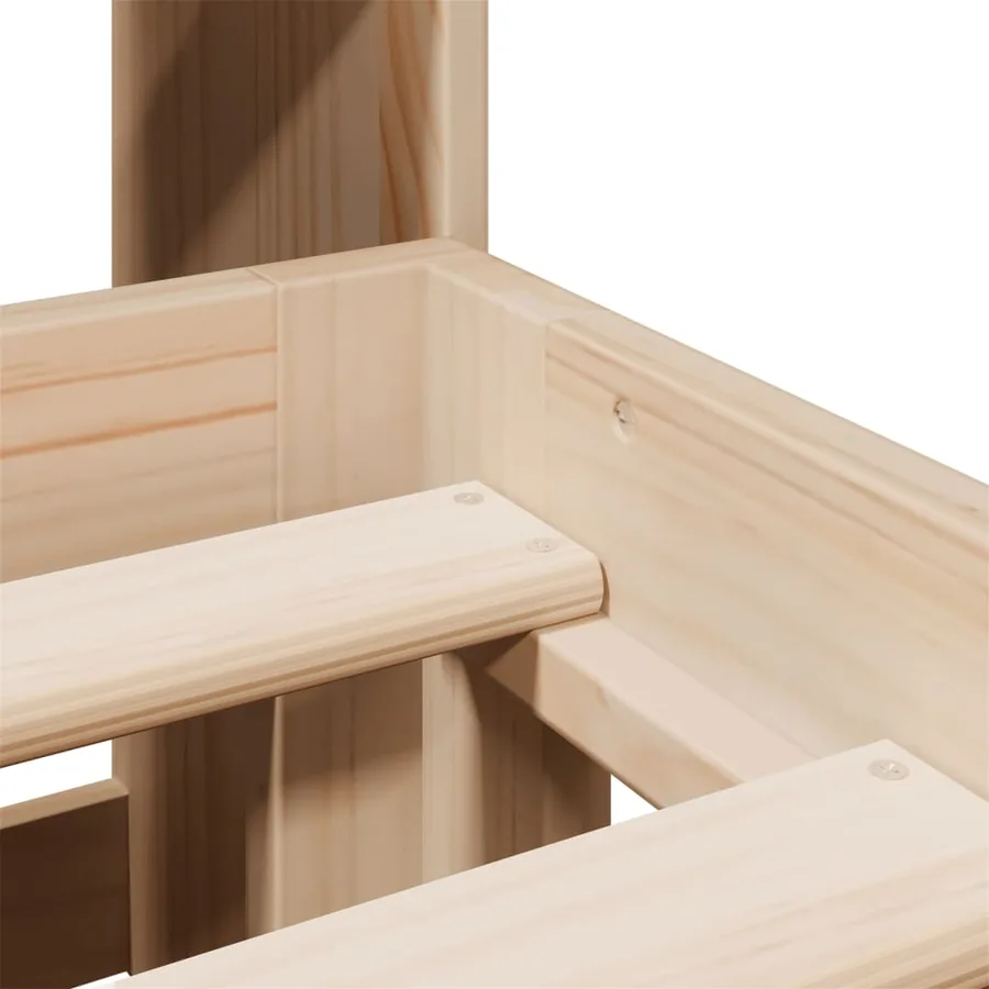 Lit bibliothèque sans matelas 140x190 cm bois de pin massif - 9