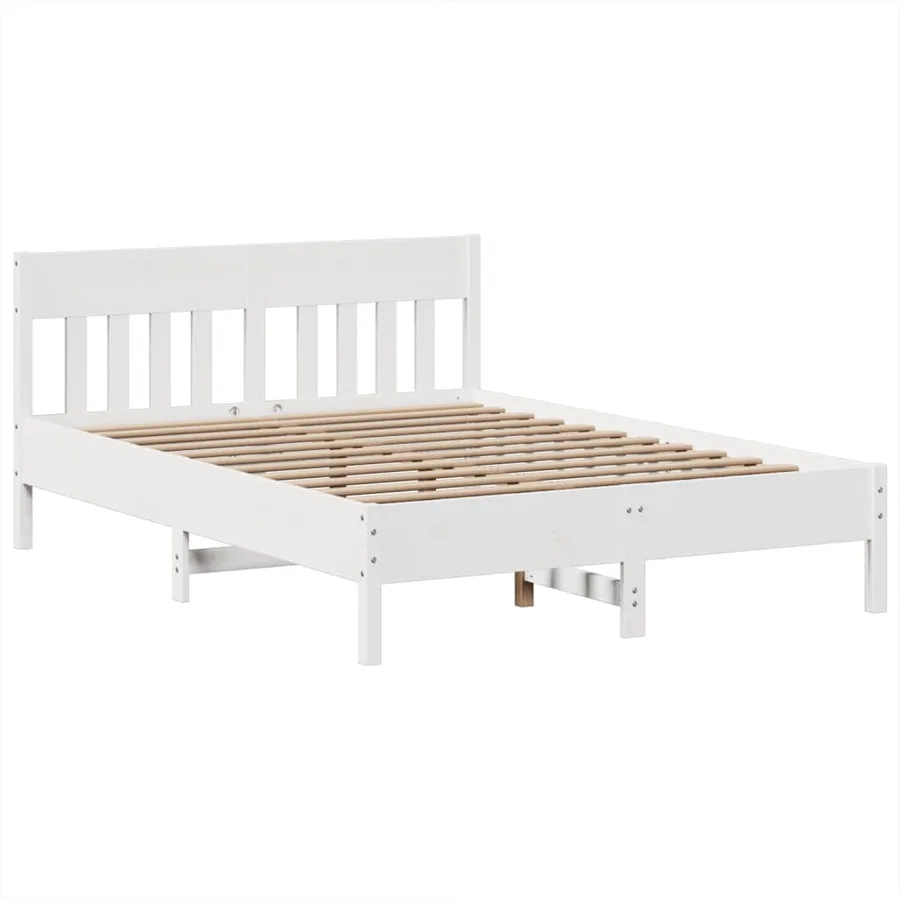 Cadre de lit sans matelas blanc 150x200 cm bois de pin massif - 5