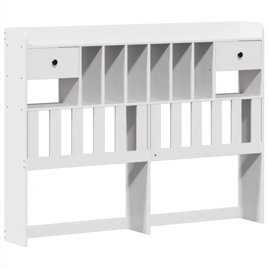 Cadre de lit sans matelas blanc 150x200 cm bois de pin massif - 6