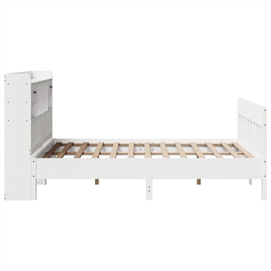 Cadre de lit sans matelas blanc 150x200 cm bois de pin massif - 7