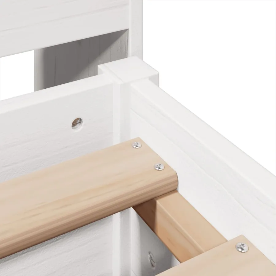 Cadre de lit sans matelas blanc 150x200 cm bois de pin massif - 9