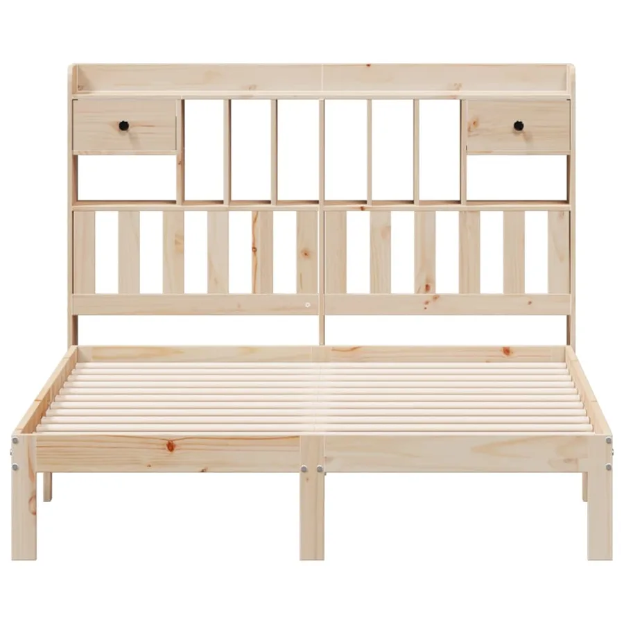 Lit bibliothèque sans matelas 140x200 cm bois massif de pin - 4