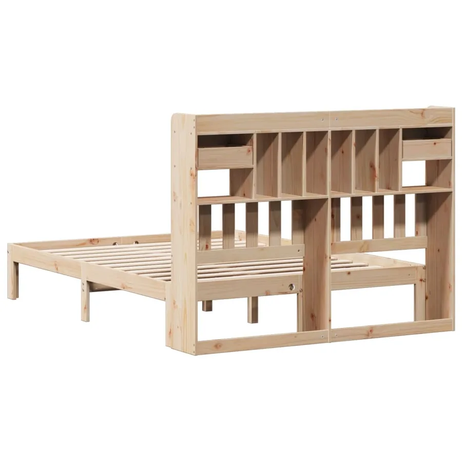 Lit bibliothèque sans matelas 140x200 cm bois massif de pin - 6