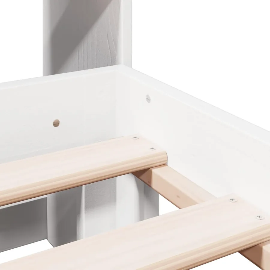 Lit bibliothèque sans matelas blanc 150x200 cm bois pin massif - 9