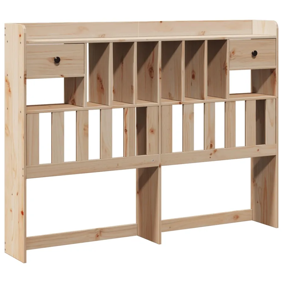 Lit bibliothèque sans matelas 140x190 cm bois de pin massif - 7