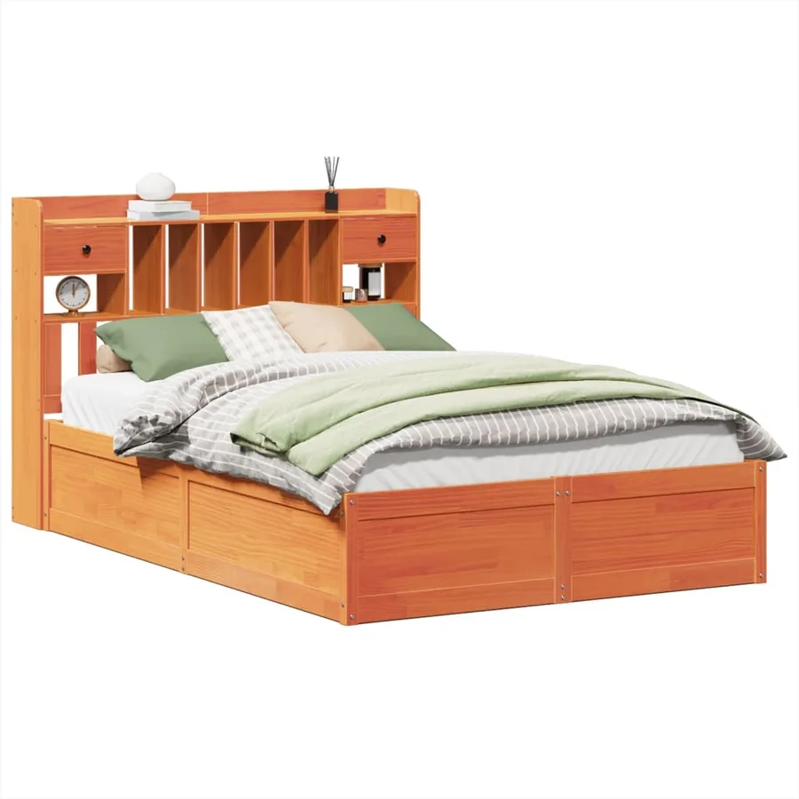 Cadre de lit sans matelas cire marron 160x200cm bois pin massif - 2
