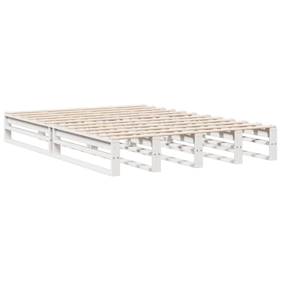 Lit bibliothèque sans matelas blanc 140x200 cm bois pin massif - 5