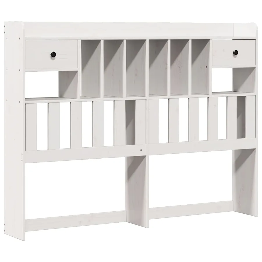 Lit bibliothèque sans matelas blanc 140x200 cm bois pin massif - 6