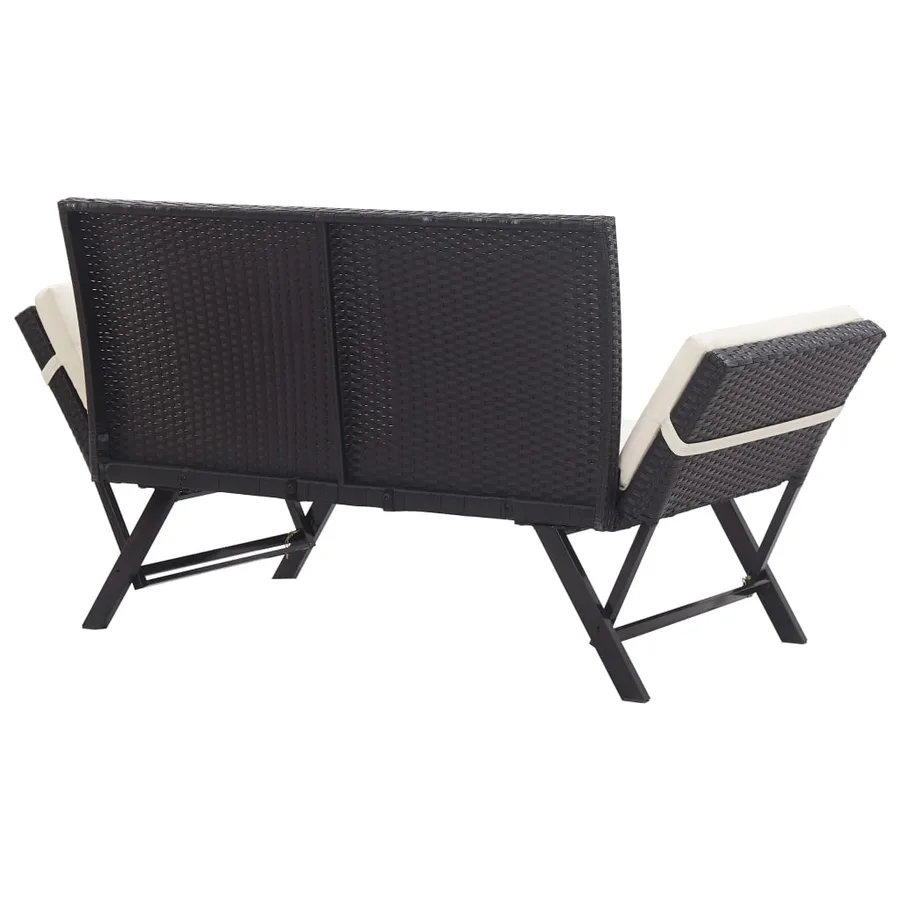 Garden bench with cushions 176 cm Black Poly rattan - 4