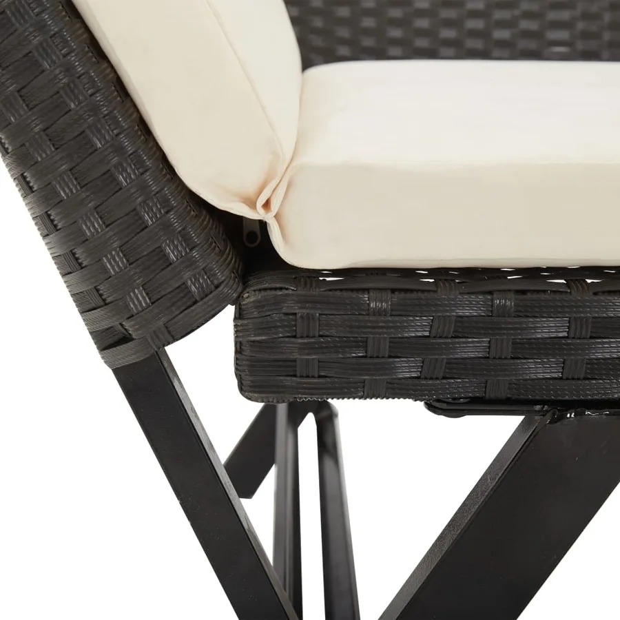 Garden bench with cushions 176 cm Black Poly rattan - 9