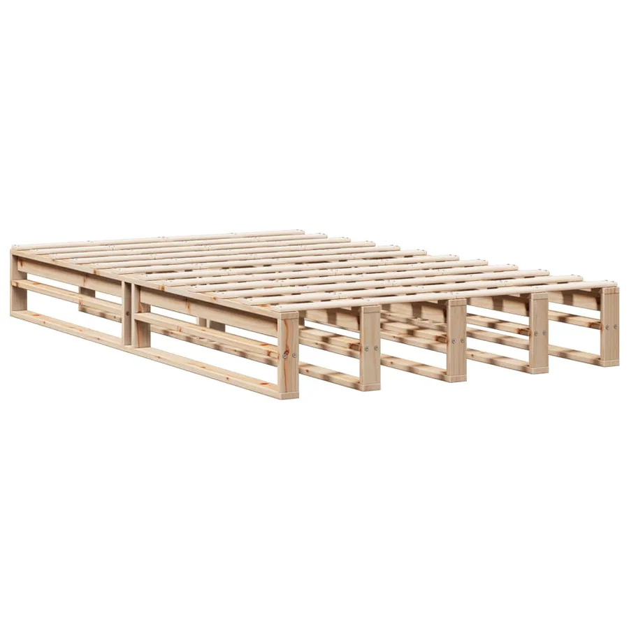 Lit bibliothèque sans matelas 135x190 cm bois de pin massif - 5