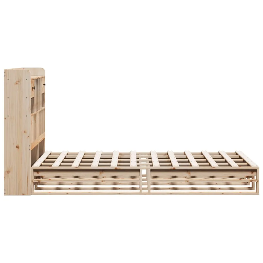 Lit bibliothèque sans matelas 135x190 cm bois de pin massif - 7