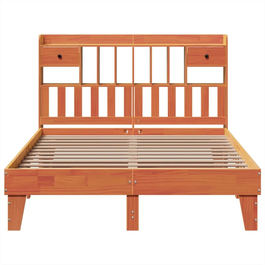 Cadre de lit sans matelas cire marron 150x200cm bois pin massif - 4