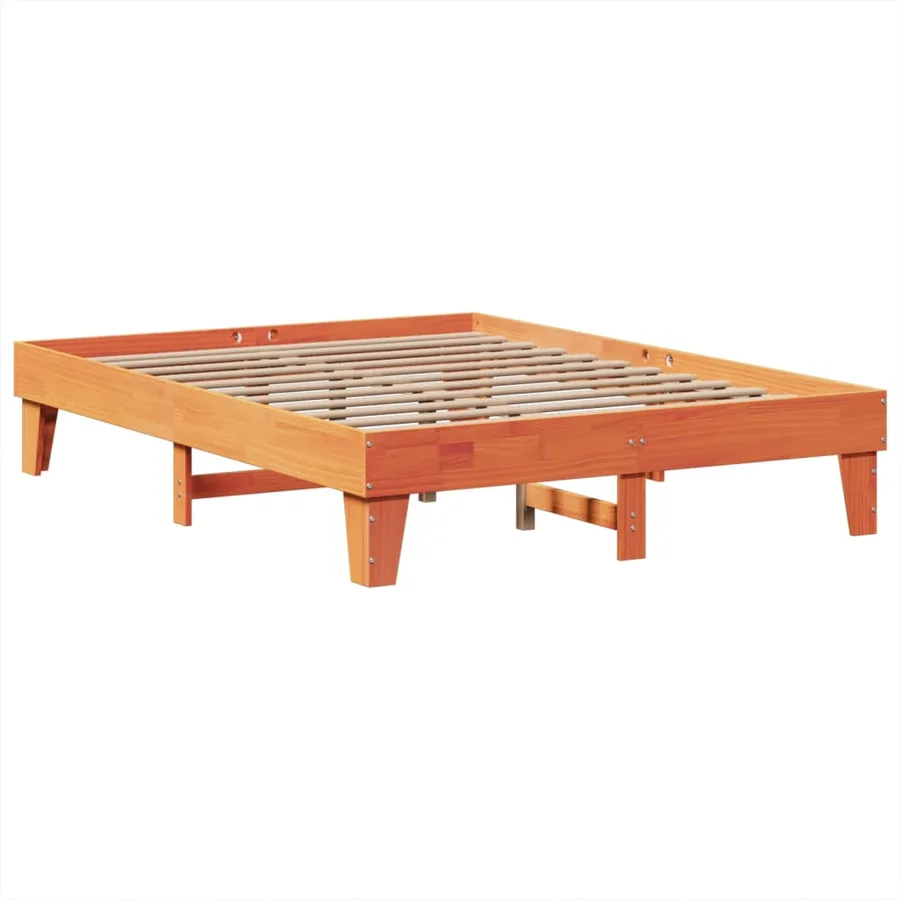 Cadre de lit sans matelas cire marron 150x200cm bois pin massif - 5