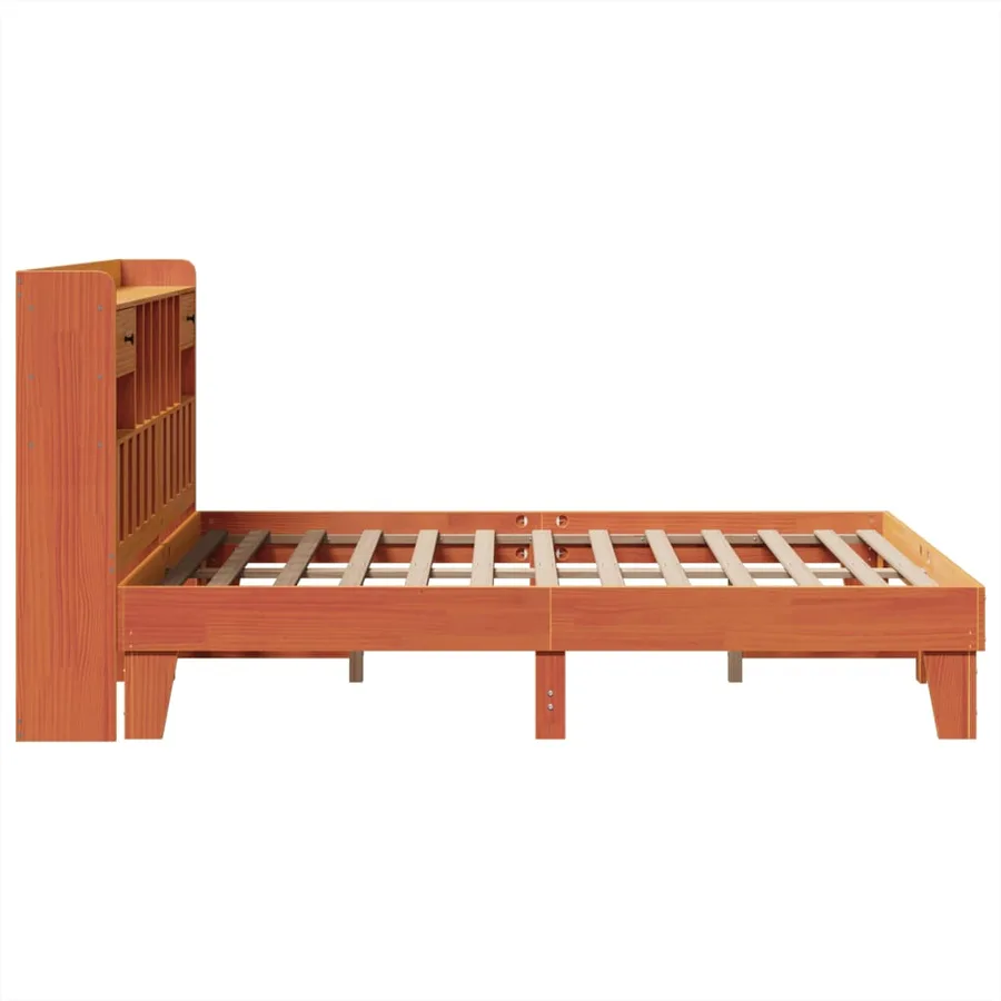 Cadre de lit sans matelas cire marron 150x200cm bois pin massif - 7