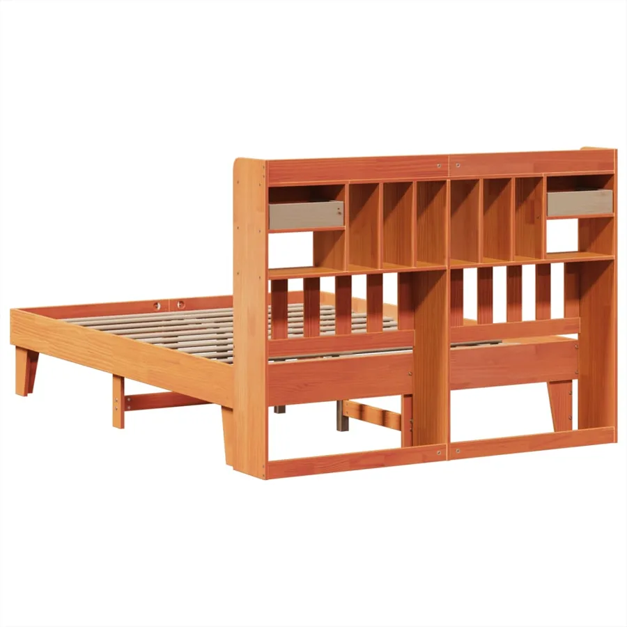 Cadre de lit sans matelas cire marron 150x200cm bois pin massif - 8