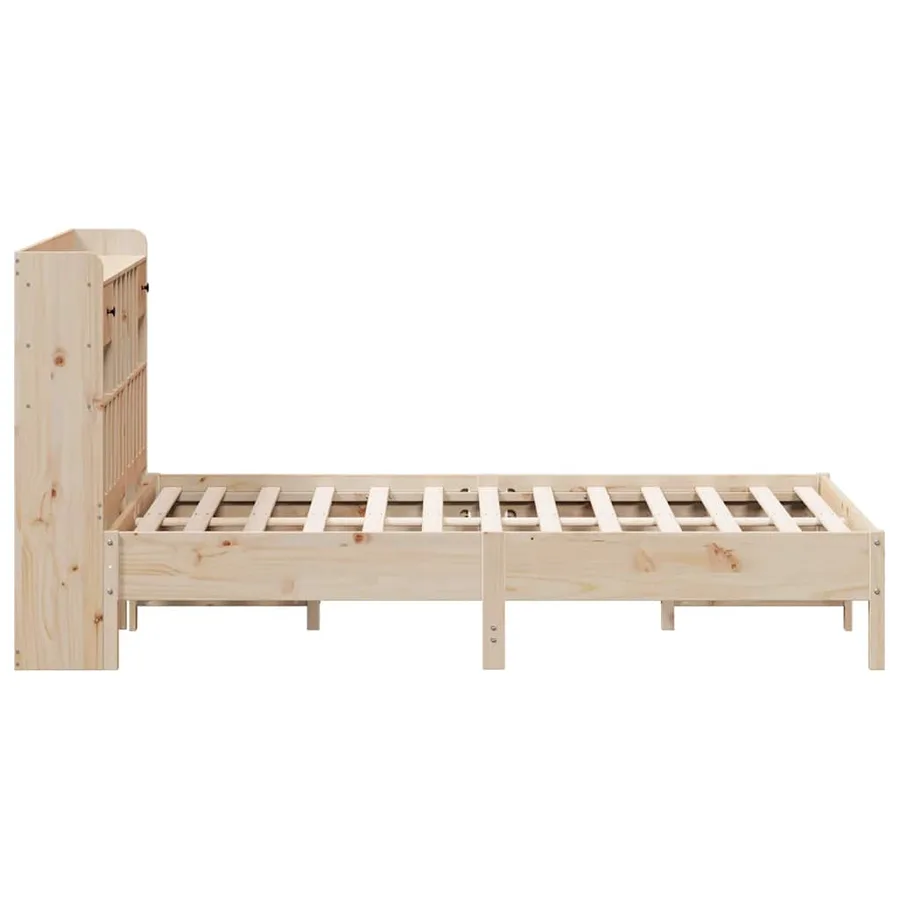 Lit bibliothèque sans matelas 135x190 cm bois de pin massif - 5