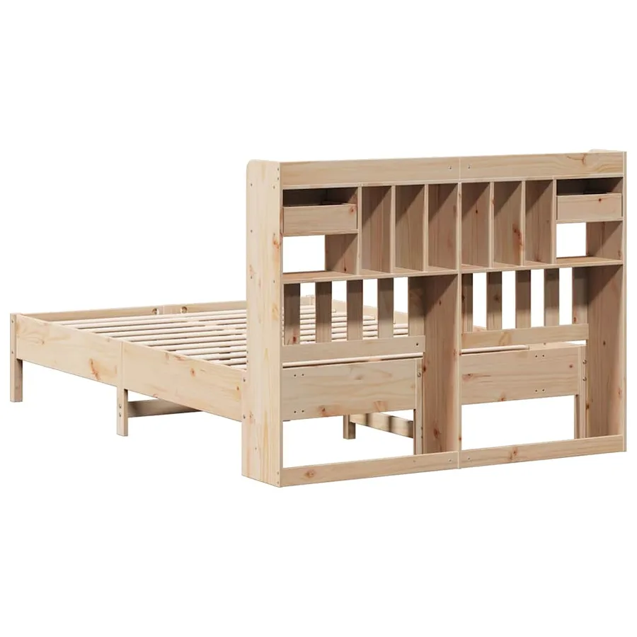 Lit bibliothèque sans matelas 135x190 cm bois de pin massif - 6