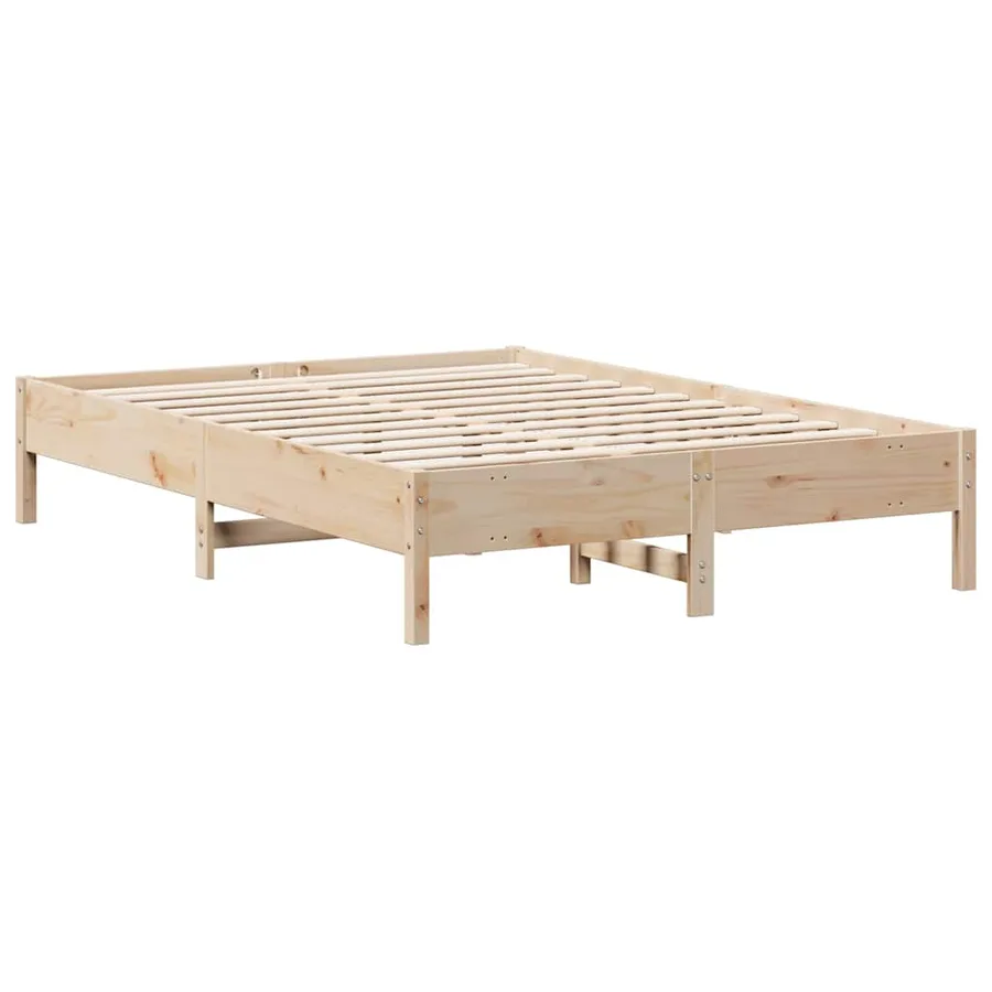 Lit bibliothèque sans matelas 135x190 cm bois de pin massif - 8
