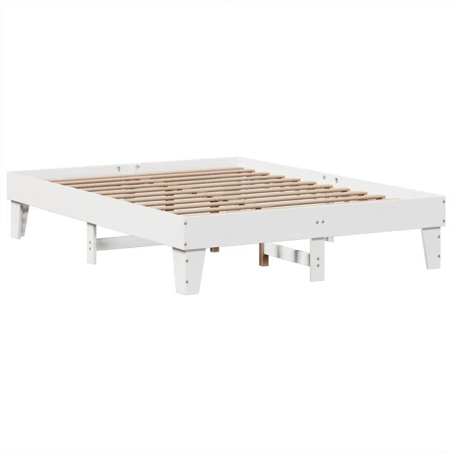 Cadre de lit sans matelas blanc 140x190 cm bois de pin massif - 5