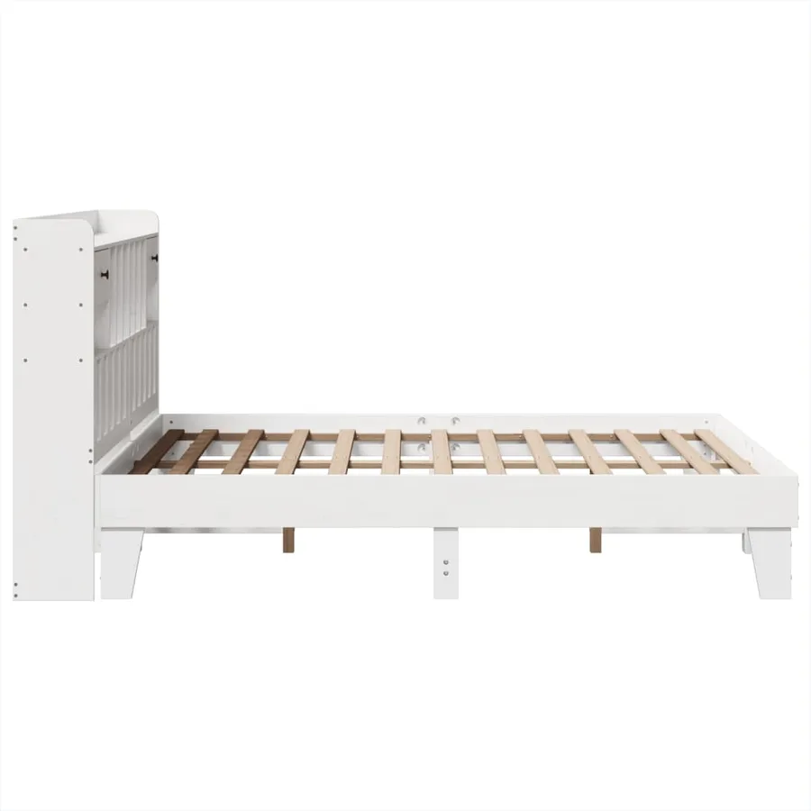 Cadre de lit sans matelas blanc 140x190 cm bois de pin massif - 7