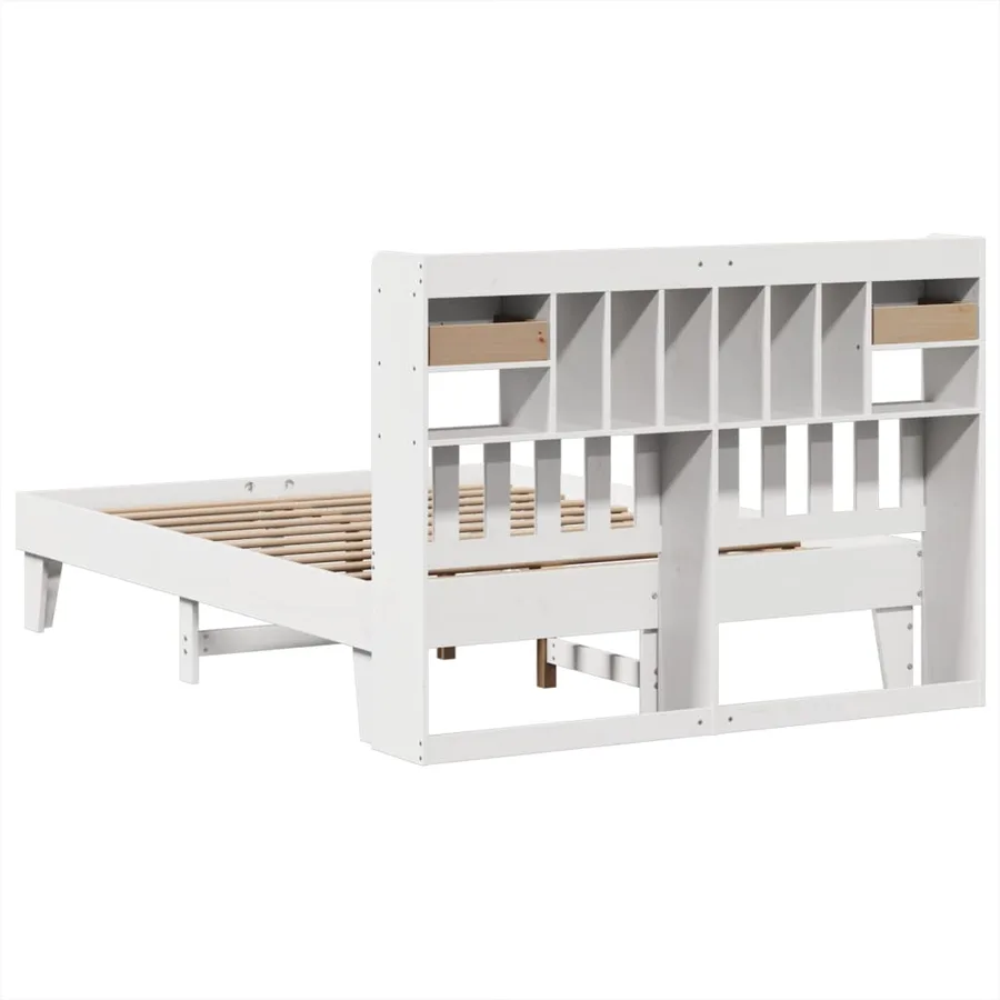 Cadre de lit sans matelas blanc 140x190 cm bois de pin massif - 8