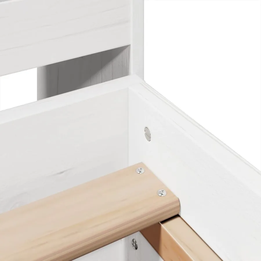 Cadre de lit sans matelas blanc 140x190 cm bois de pin massif - 9