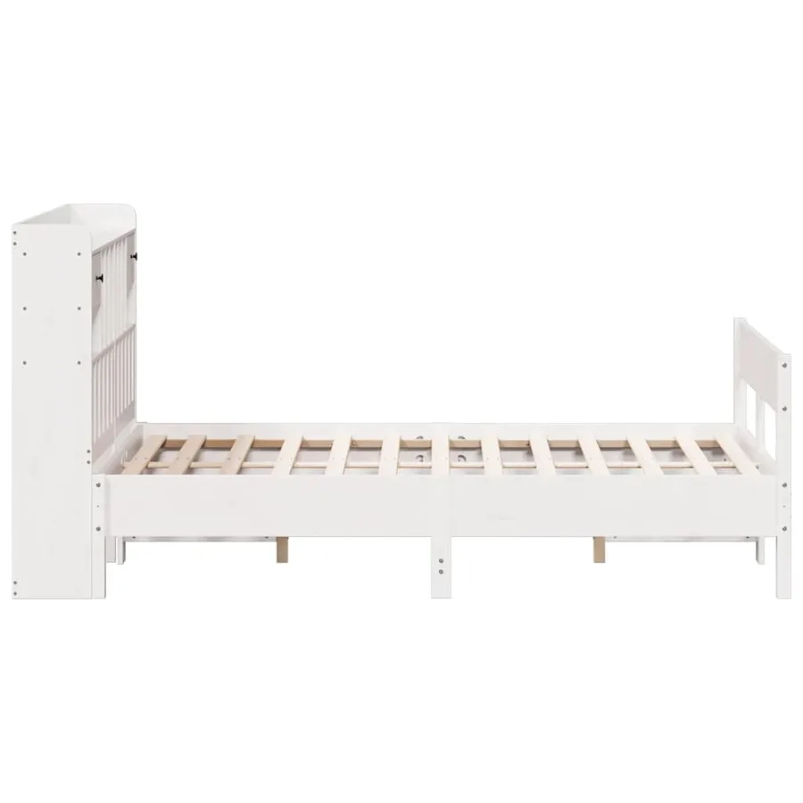 Lit bibliothèque sans matelas blanc 140x200 cm bois pin massif - 5