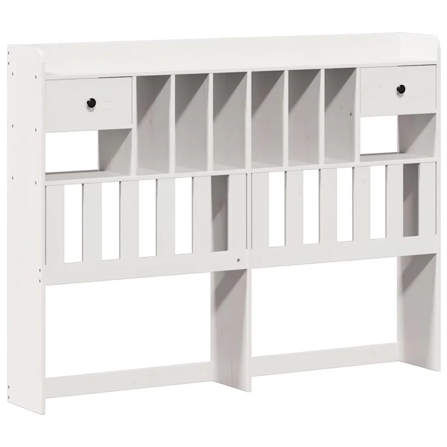 Lit bibliothèque sans matelas blanc 140x200 cm bois pin massif - 7