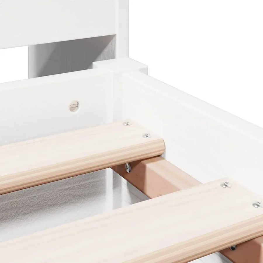 Lit bibliothèque sans matelas blanc 140x200 cm bois pin massif - 9