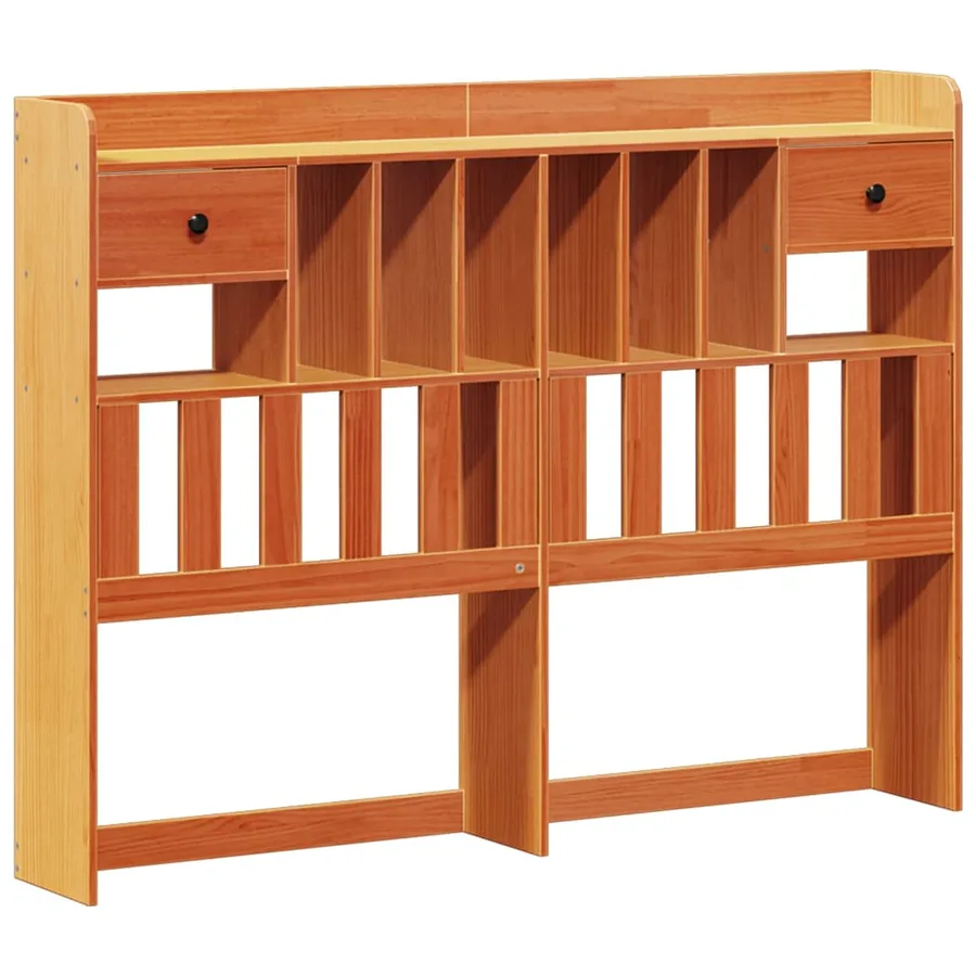 Lit bibliothèque sans matelas cire marron 150x200 cm pin massif - 7