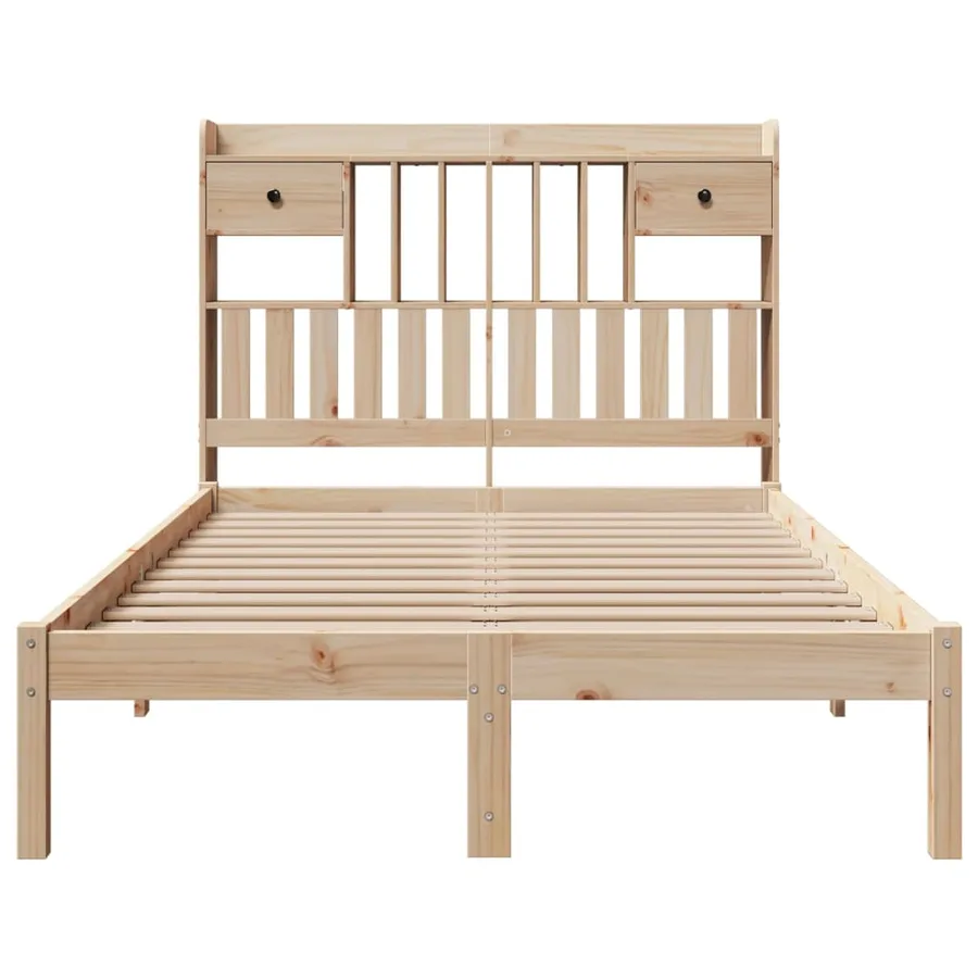 Lit bibliothèque sans matelas 135x190 cm bois de pin massif - 4