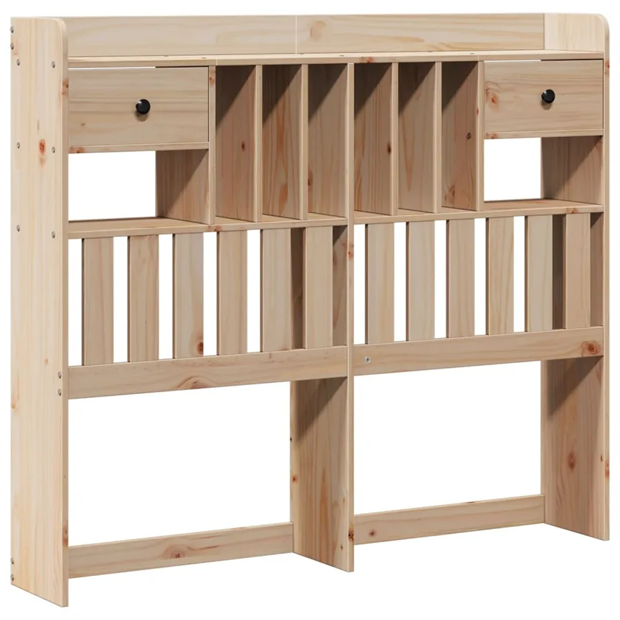 Lit bibliothèque sans matelas 135x190 cm bois de pin massif - 6