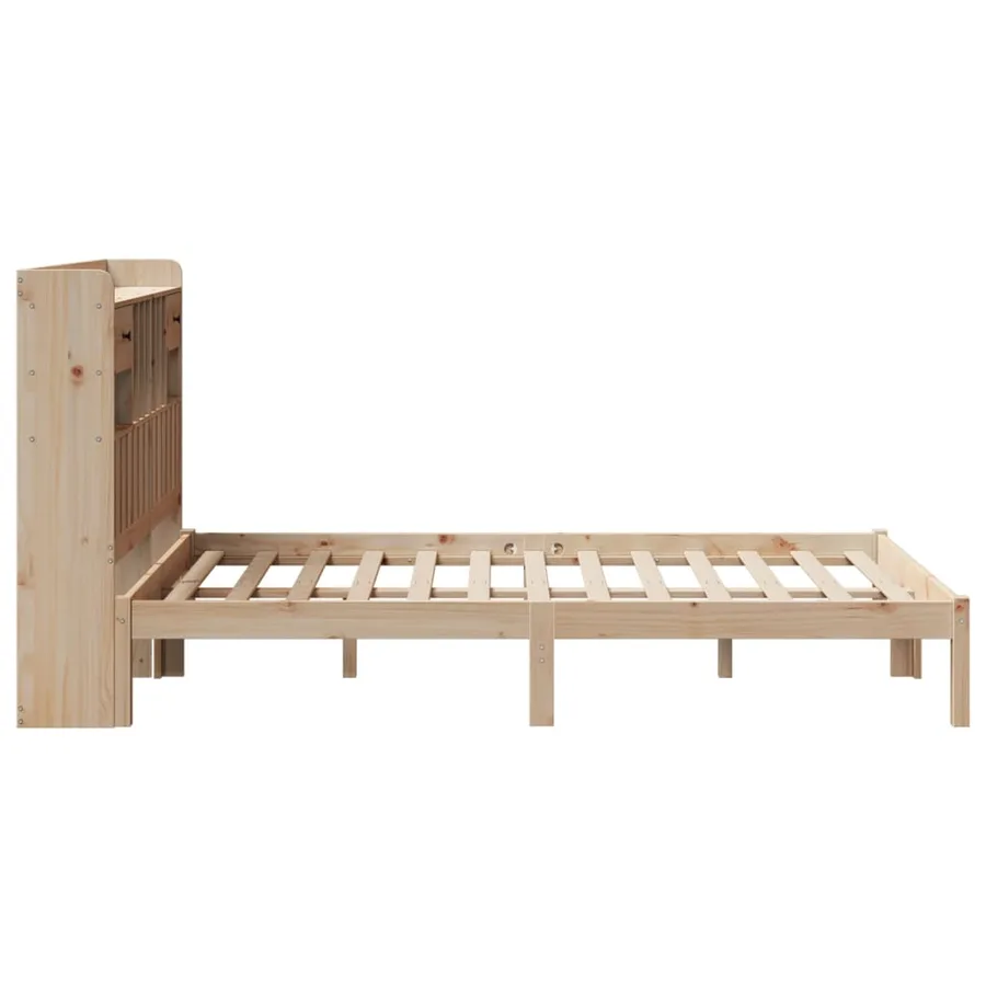 Lit bibliothèque sans matelas 135x190 cm bois de pin massif - 7