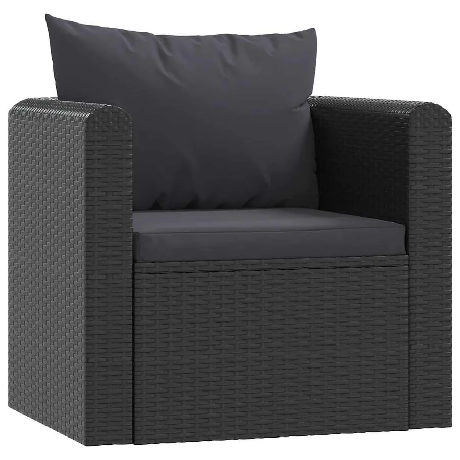 Fauteuil avec coussins Résine tressée Noir - 2