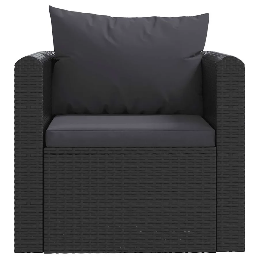 Fauteuil avec coussins Résine tressée Noir - 3