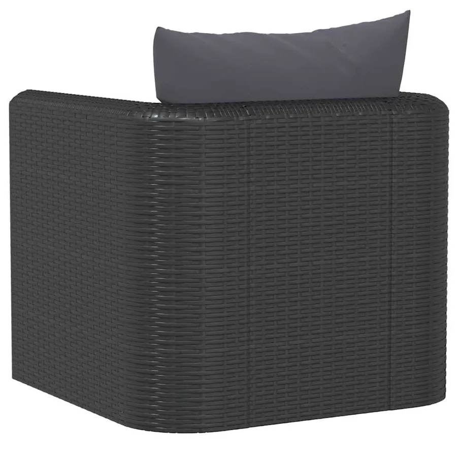 Fauteuil avec coussins Résine tressée Noir - 5